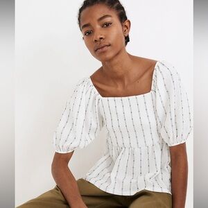 Madewell Puff-Sleeve Empire Top XS EUC